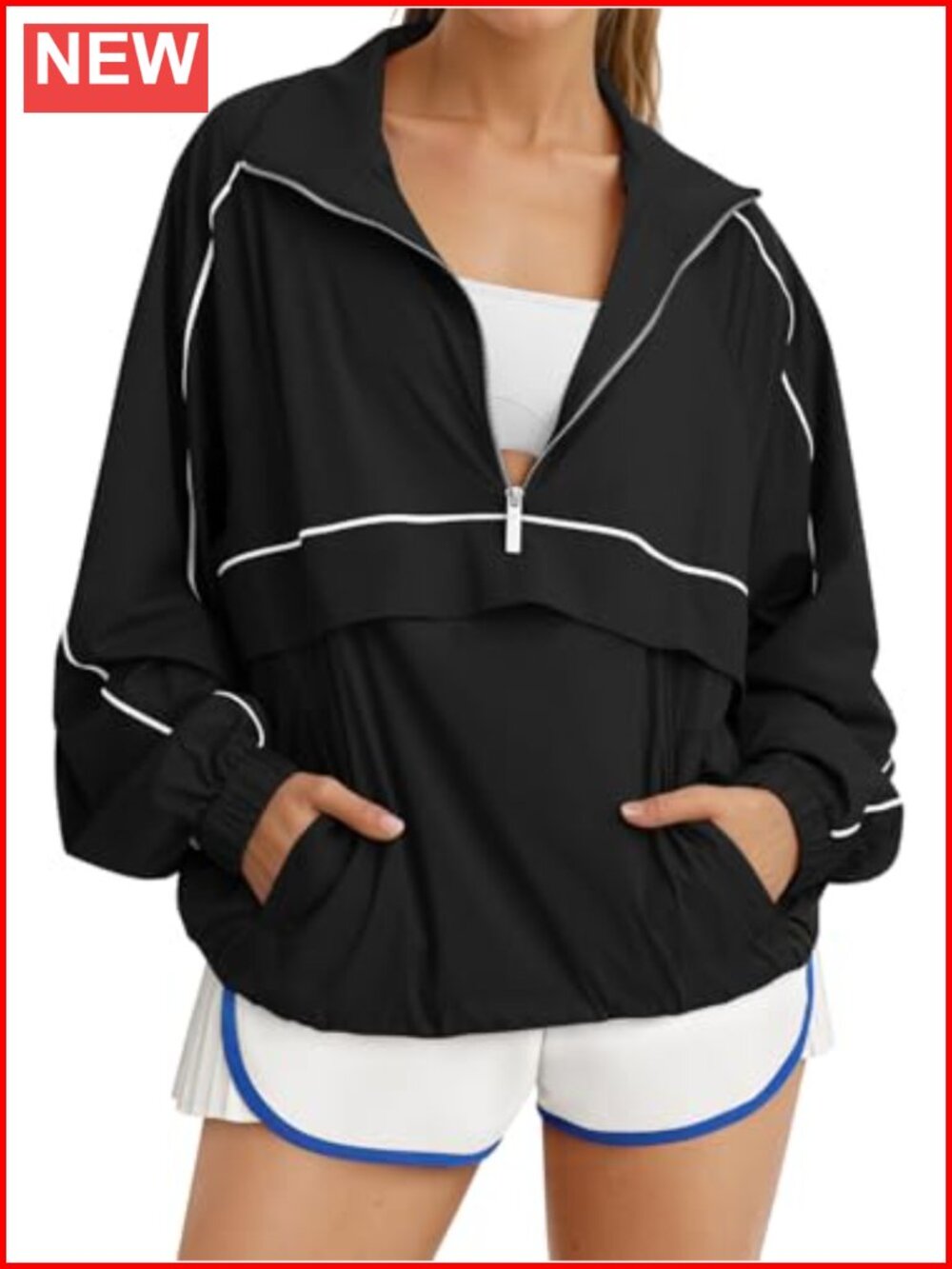 Oversized Quarter Zip Pullover UPF 50+ Lightweight Windbreaker Running Hiking